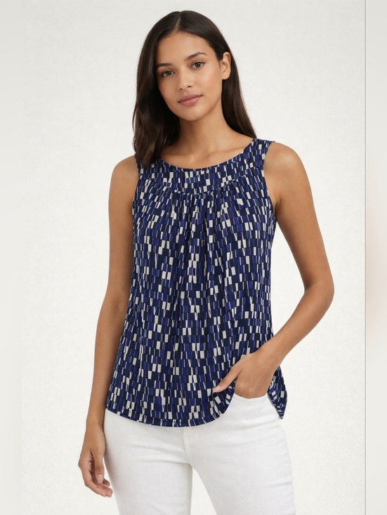 Calvin Klein Tops - Calvin Klein Geometric Blouse Small Sleeveless Work Top Chic Minimal